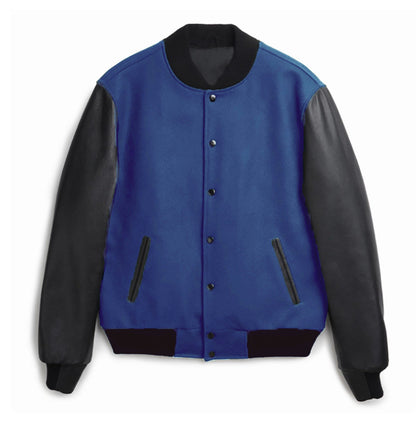 Women's trendy baseball jacket with leather sleeves and practical side pockets NOVAE