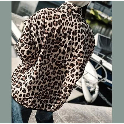 Women's fashionable leopard print jacket with elegant piping details NOVAE