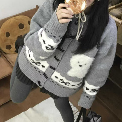 Women's patterned cardigan with animal motif and button details NOVAE