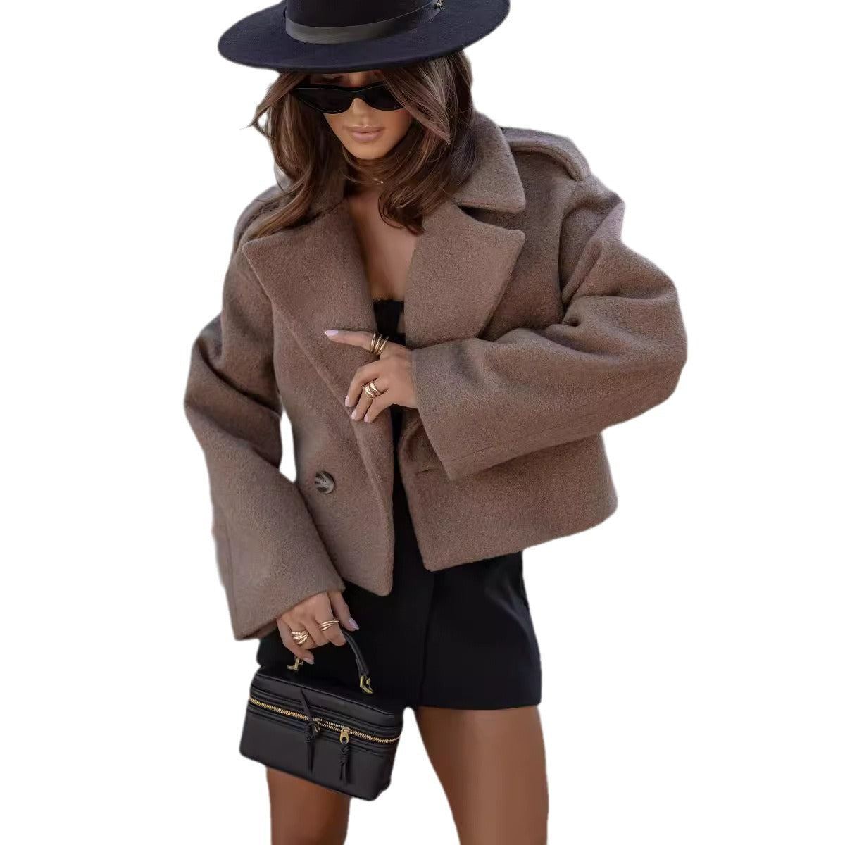 Women's fashionable boucle jacket with a casual cut and decorative button details NOVAE