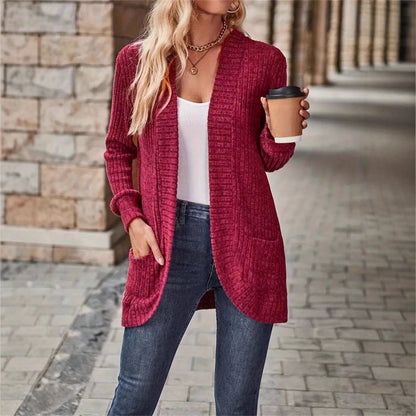 Women's cardigan with structured design and practical pockets NOVAE