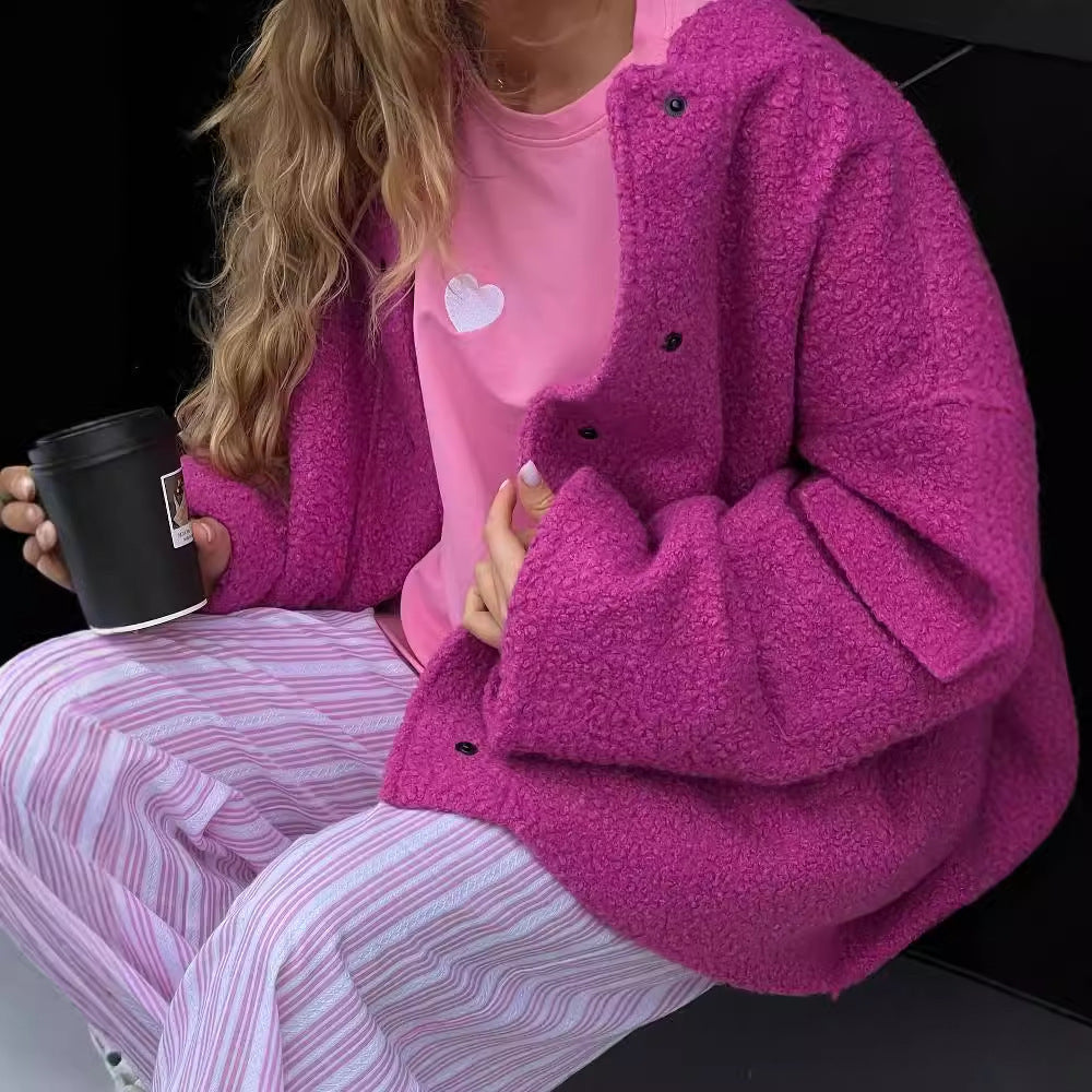 Women's oversized fleece jacket with a cozy lining and fashionable cut NOVAE