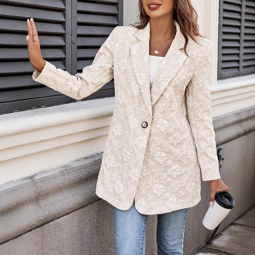 Women's Elegant Blazer Jacket with Floral Embroidery Design NOVAE