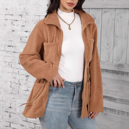 Women's fleece jacket with adjustable waistband and practical pockets NOVAE