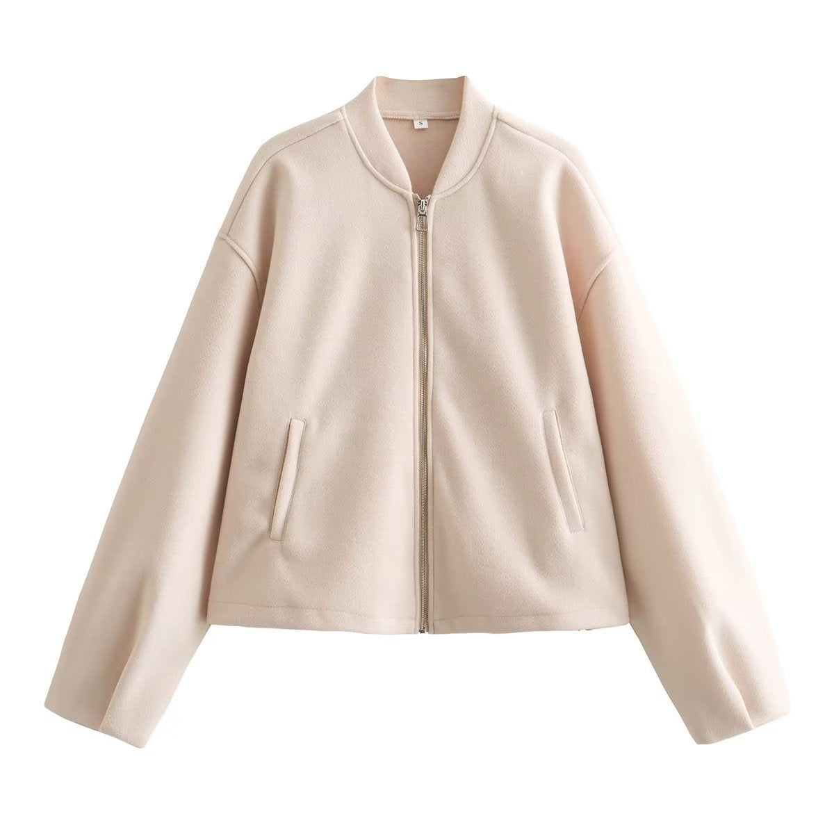 Women's casual transitional jacket with stand-up collar and asymmetrical cut NOVAE