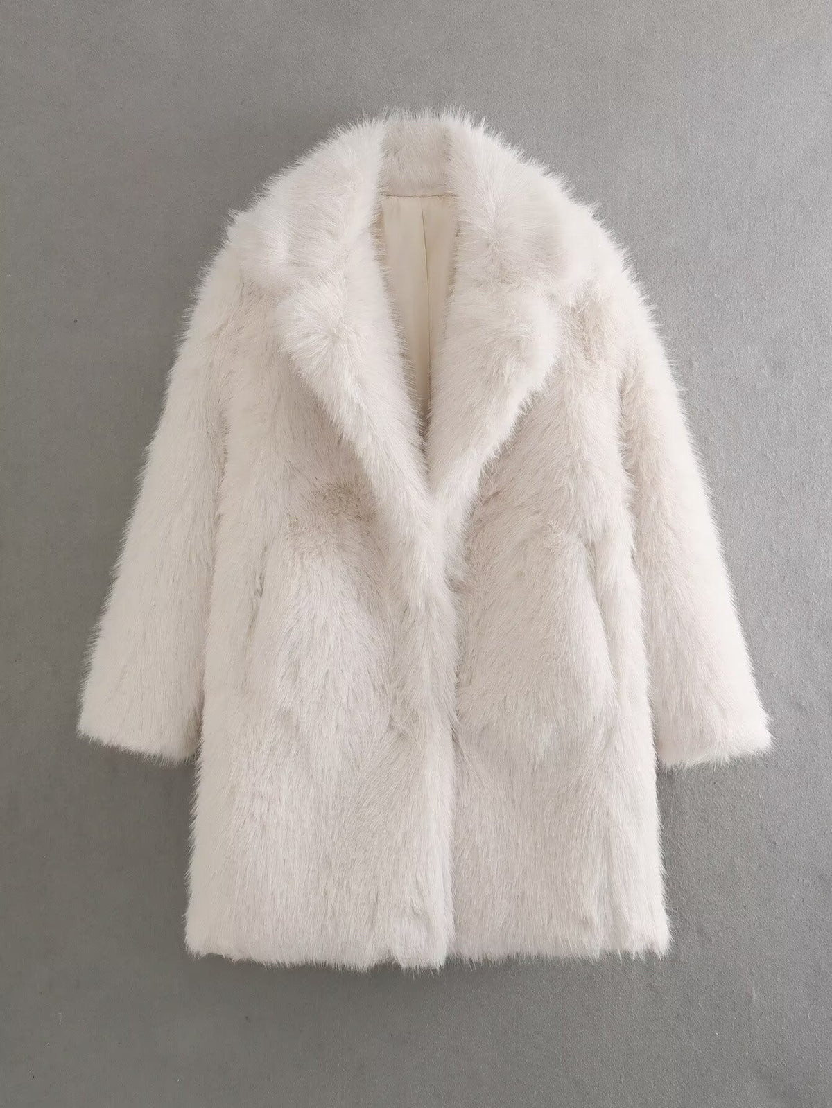 Women's fleece coat with double lapels NOVAE