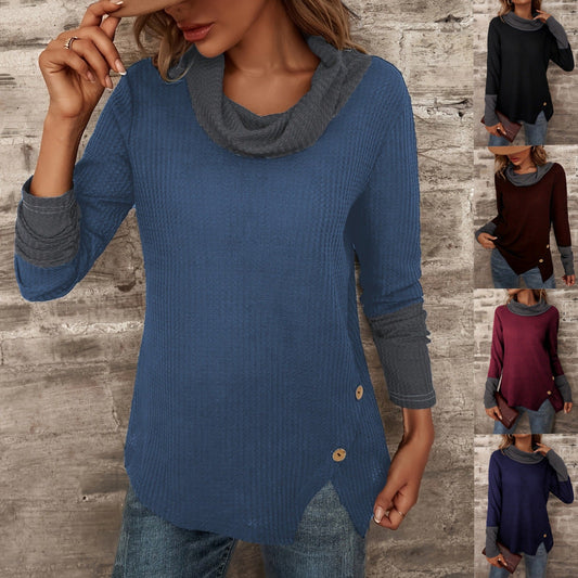 Women's fashionable top with asymmetrical hem and chic collar NOVAE