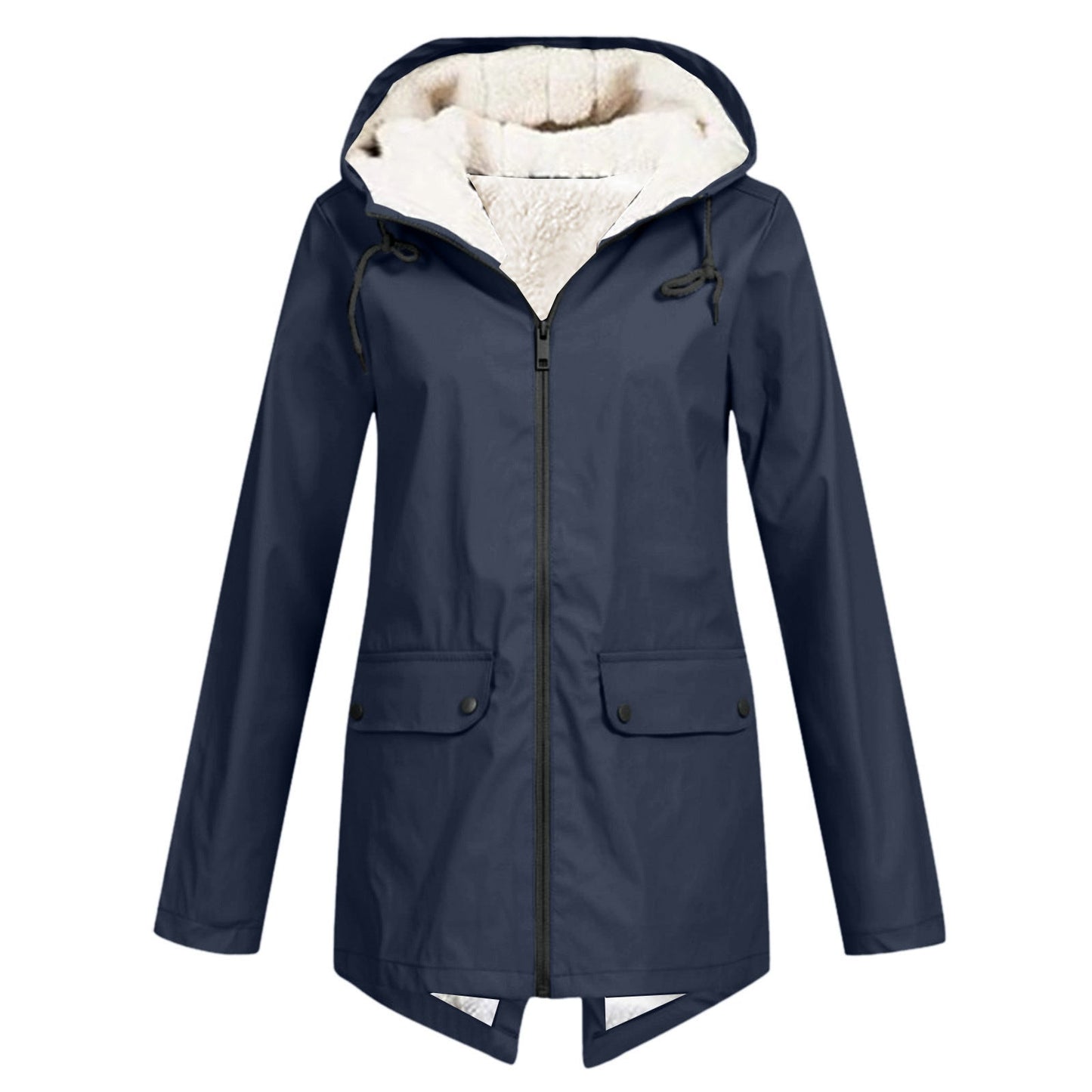 Women's weatherproof and lined rain jacket with adjustable hood collar NOVAE