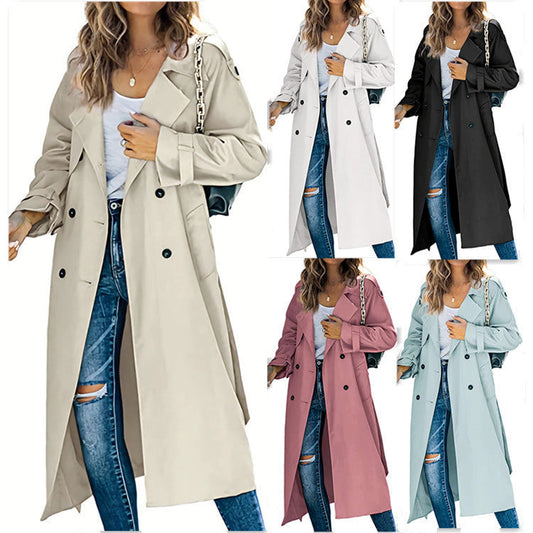Women's trench coat in lightweight, breathable fabric with double-breasted button fastening and side pockets NOVAE