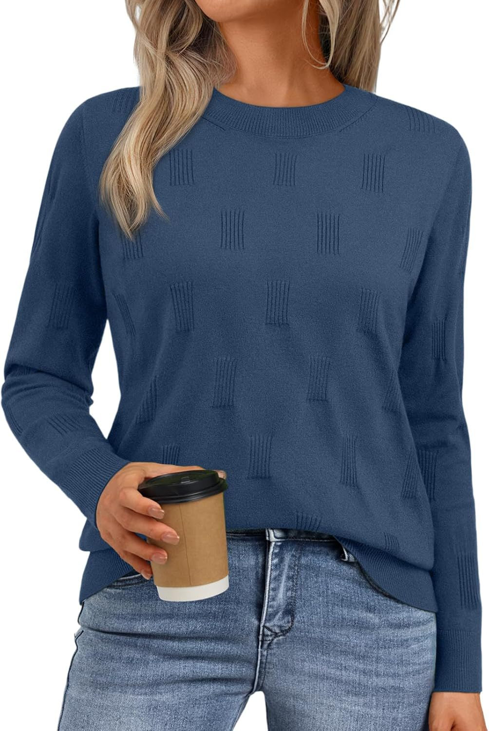 Women's knitted sweater with a textured pattern and relaxed fit NOVAE