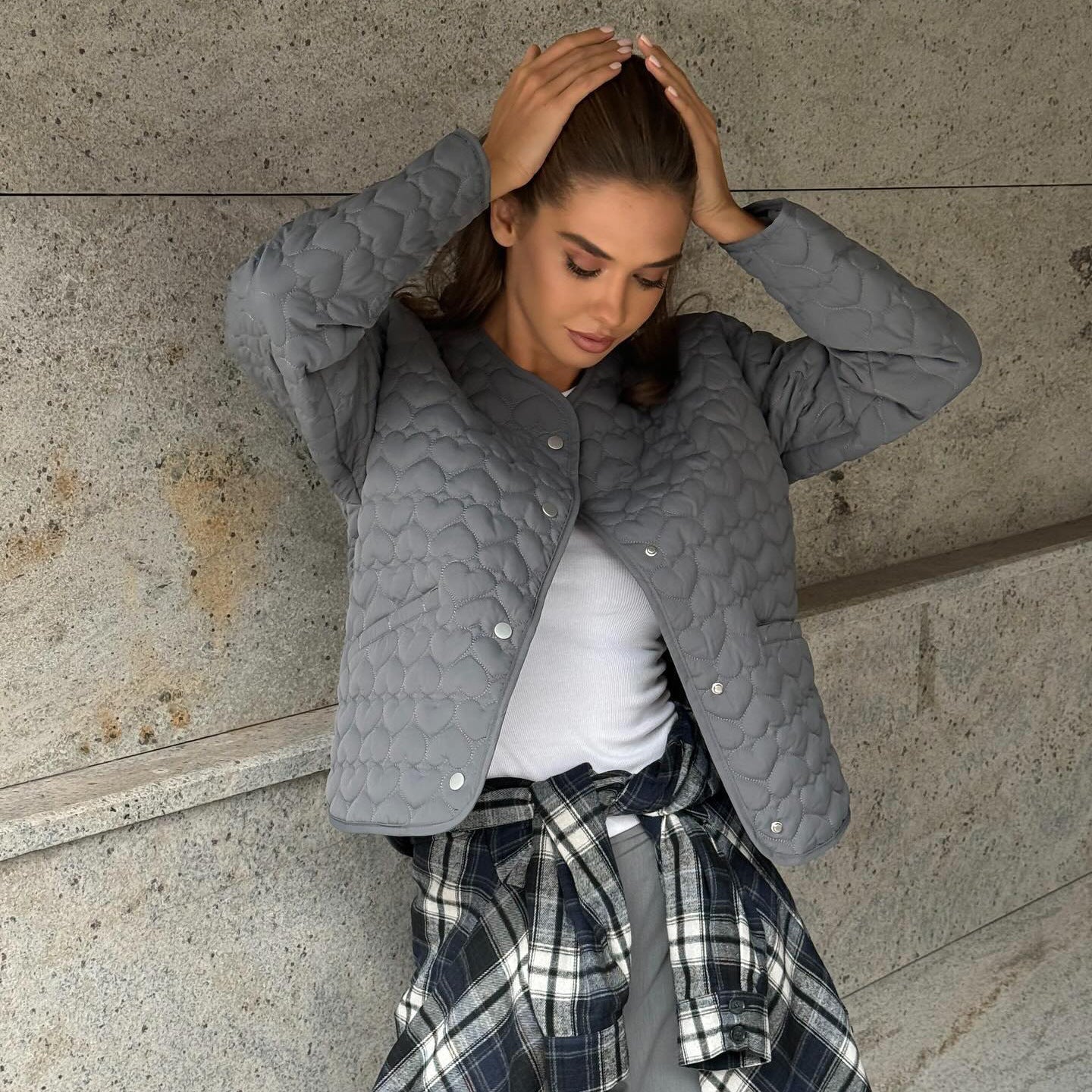 Women's quilted leisure jacket with button closure and modern details NOVAE