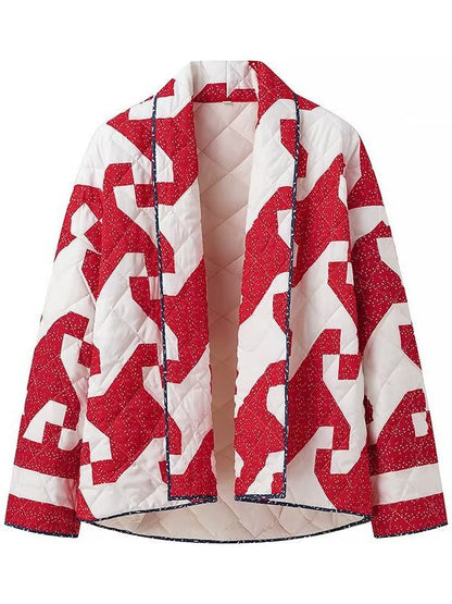 Women's quilted throw jacket with modern graphic design and generous pockets NOVAE