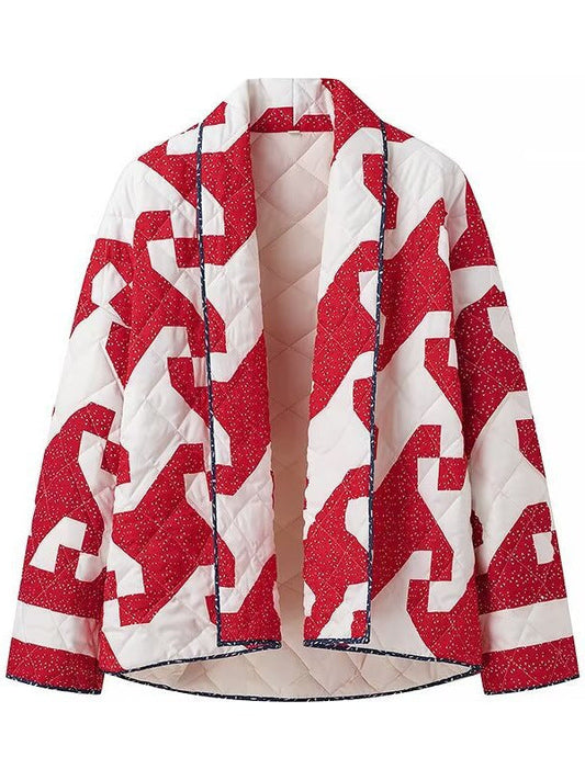 Women's quilted throw jacket with modern graphic design and generous pockets NOVAE