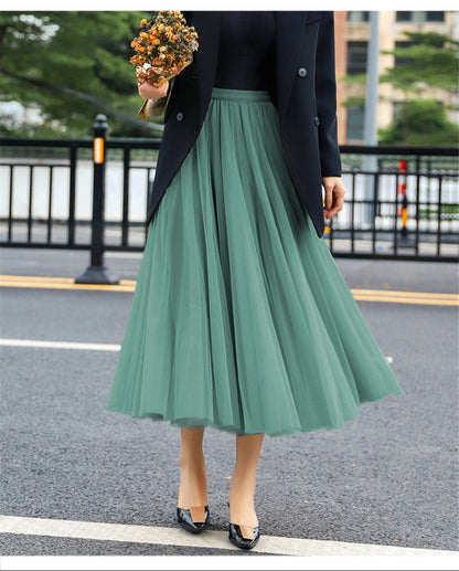 Women's Elegant Tulle Skirt with Wide Swing Cut and Elastic Waistband NOVAE