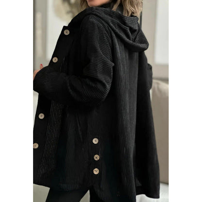 Women's cozy hooded jacket made of fine corduroy fabric NOVAE