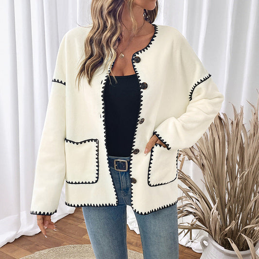 Women's fashionable cardigan with unique contrast stitching NOVAE