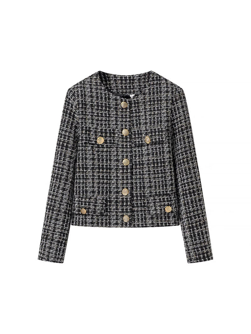 Women's elegant tweed jacket with gold buttons NOVAE