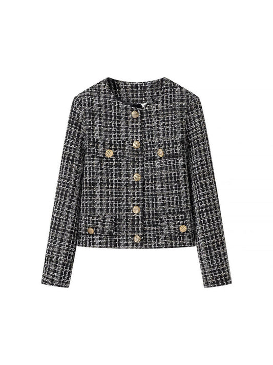 Women's elegant tweed jacket with gold buttons NOVAE