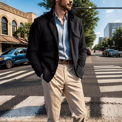 Men's timeless utility jacket with practical pockets and stand-up collar NOVAE