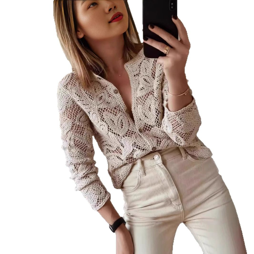 Women's knitted blouse with delicate pattern NOVAE