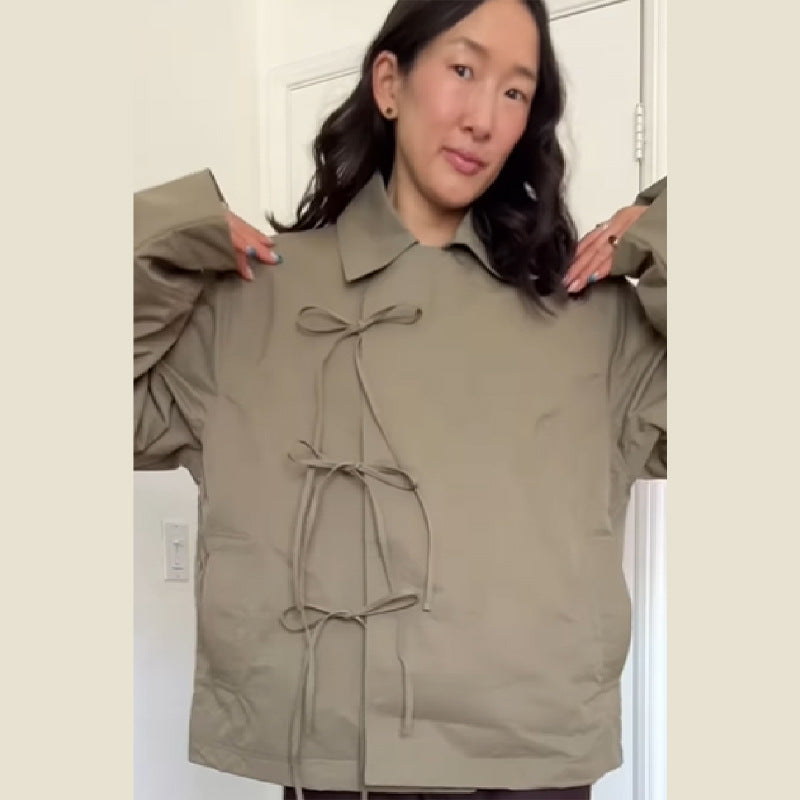 Women's leisure jacket with modern tie straps and a relaxed cut NOVAE