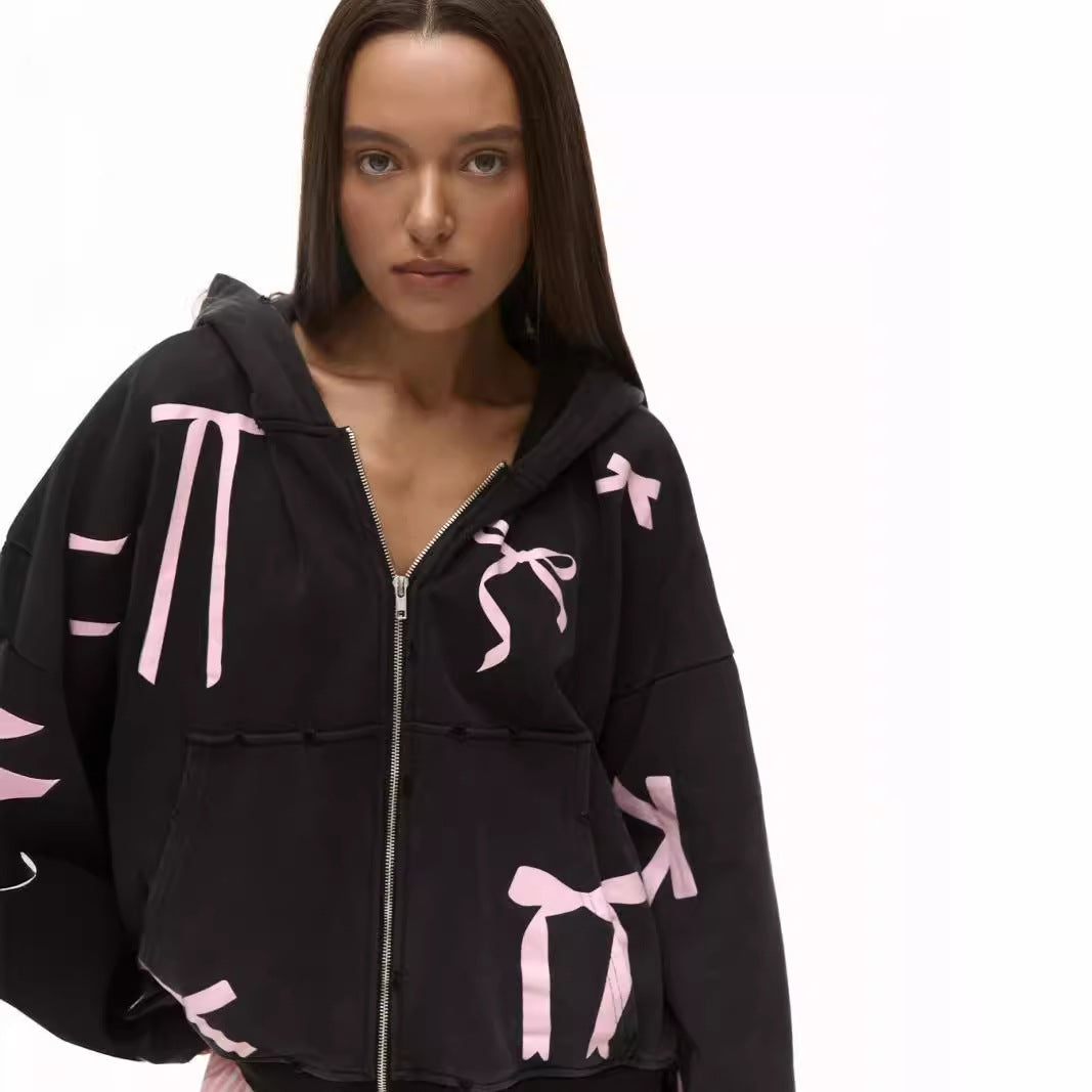 Women's Oversized Hooded Jacket with Eye-Catching Ribbon Design NOVAE