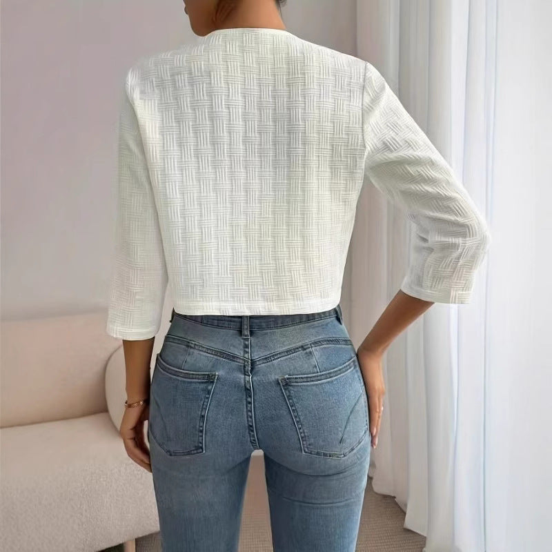 Women's structured short jacket with elegant buttons NOVAE