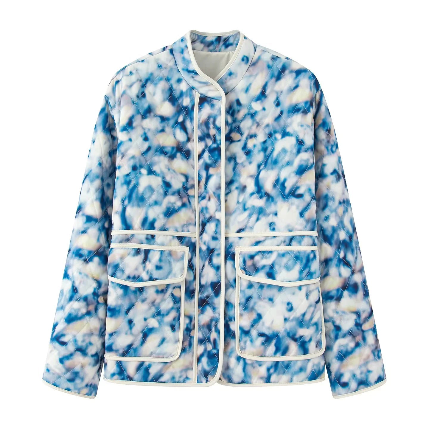Women's quilted floral pattern jacket with practical pockets NOVAE