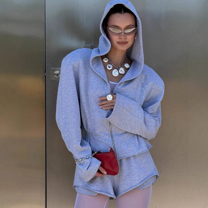 Women's sporty hooded jacket with a narrow waistband and long sleeves NOVAE