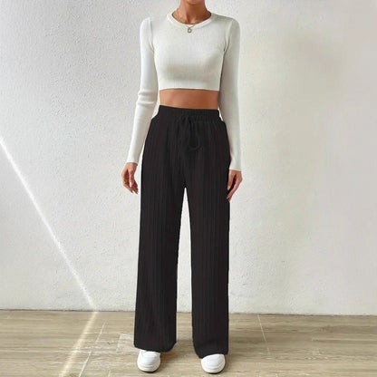 Women's Comfortable Fabric Trousers with Textured Surface NOVAE