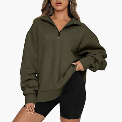 Women's fashionable oversized sweater with short zipper and casual sleeves NOVAE