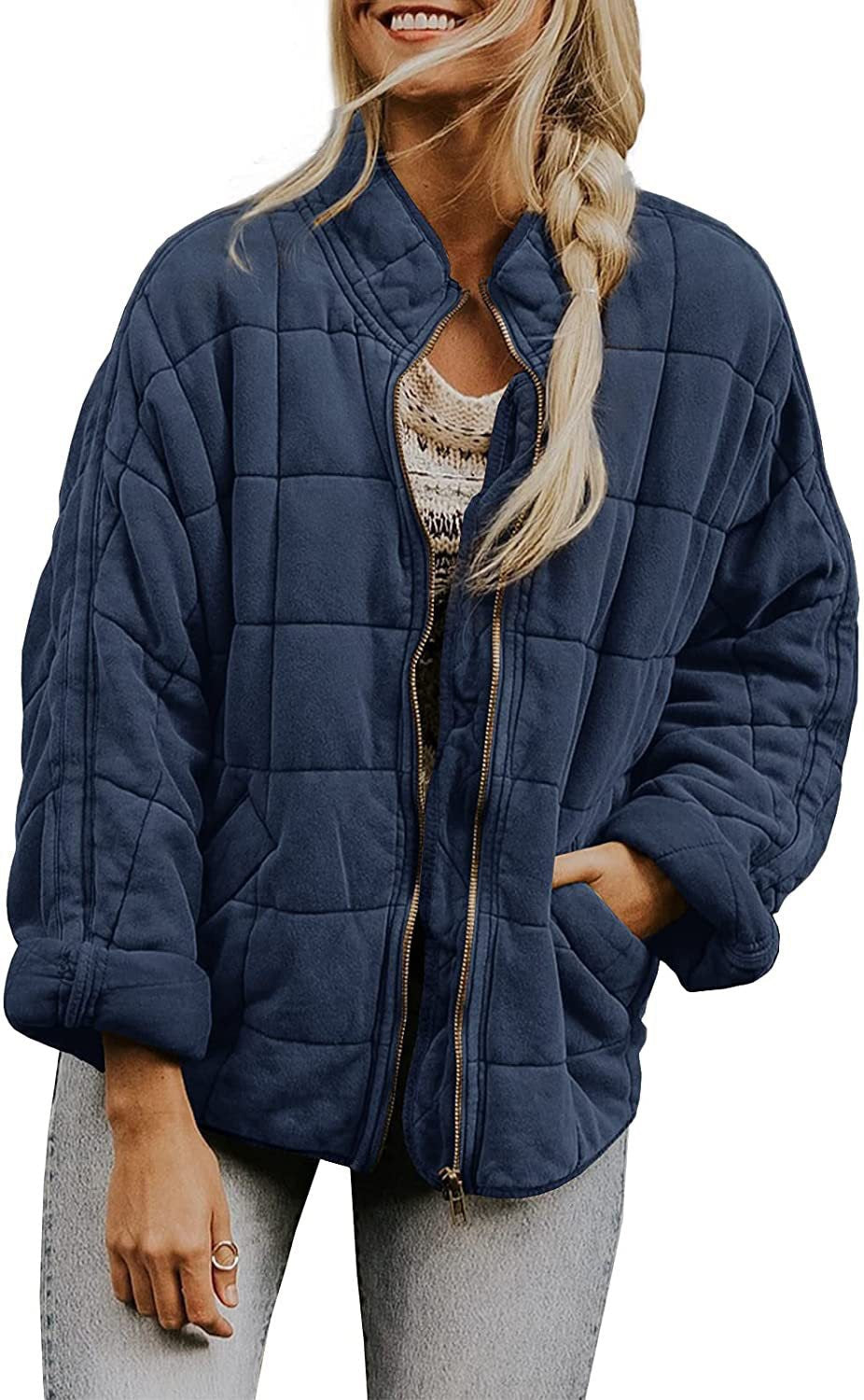 Women's quilted hooded jacket with zipper and pockets NOVAE