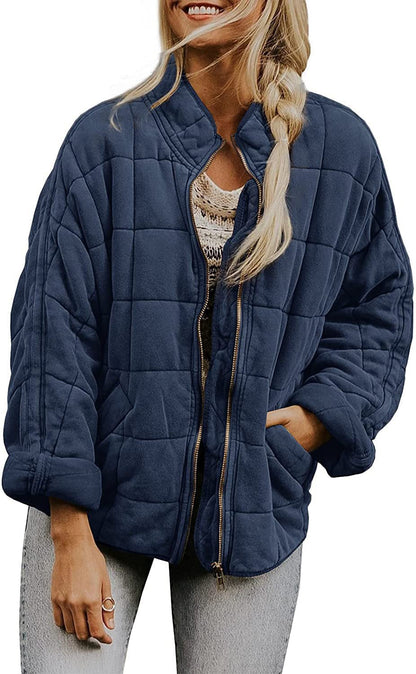 Women's quilted hooded jacket with zipper and pockets NOVAE