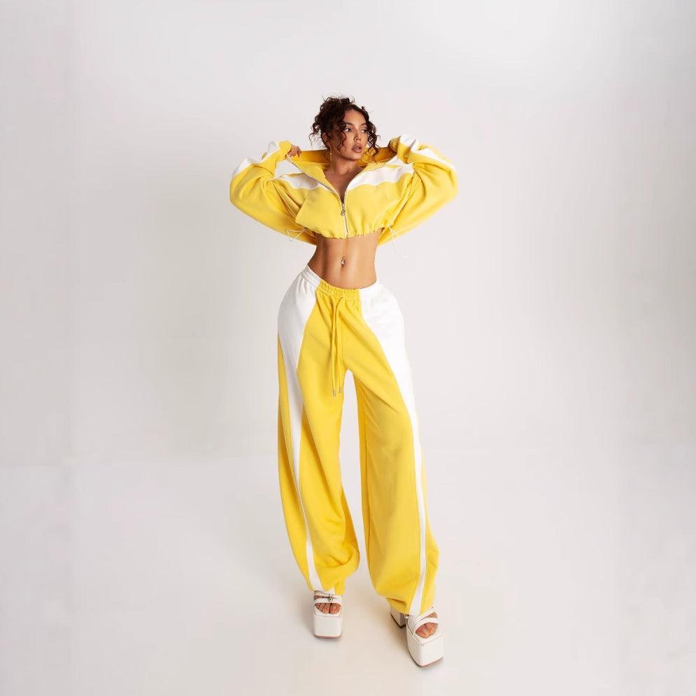 Women's cropped sports jacket with high collar and elasticated waistband NOVAE