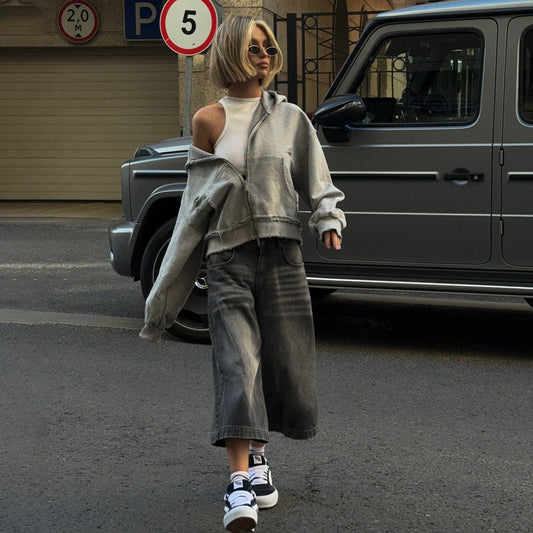 Women's casual oversized shirt jacket with fashionable decorative seams and practical pockets NOVAE