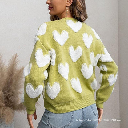Women's cozy cardigan with heart pattern NOVAE