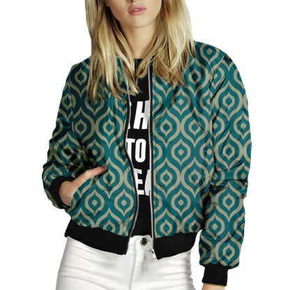 Women's trendy bomber jacket with colorful mandala pattern NOVAE