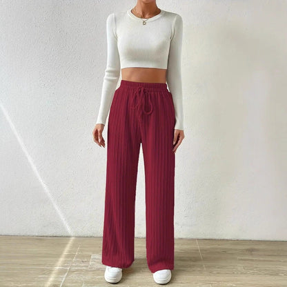 Women's Comfortable Fabric Trousers with Textured Surface NOVAE