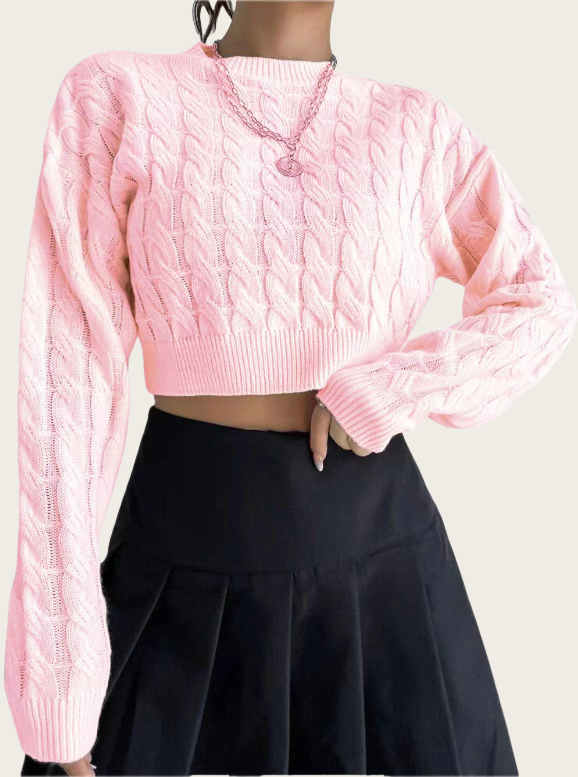 Women's cozy cropped cable-knit sweater NOVAE