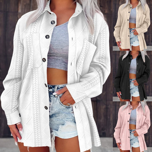 Women's Oversized Shirt Jacket with Textured Design NOVAE