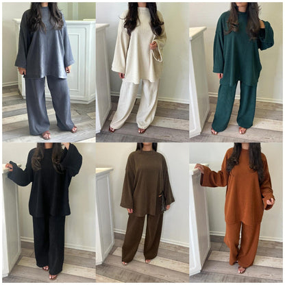 Women's Comfortable and Stylish Ribbed Knit Lounge Set NOVAE
