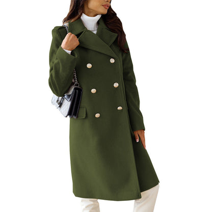 Women's elegant wool coat in trendy double-breasted design NOVAE