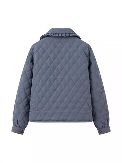 Women's quilted jacket with large collar and practical pockets NOVAE