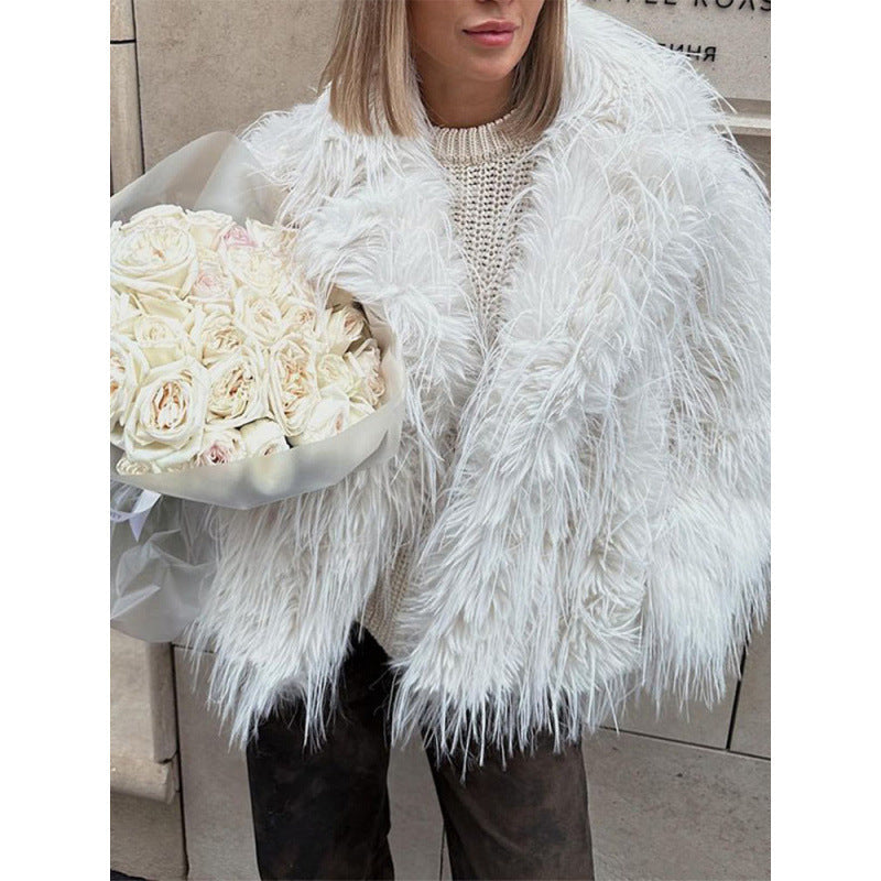 Women's Fluffy Faux Fur Jacket in a Fashionable Cut NOVAE