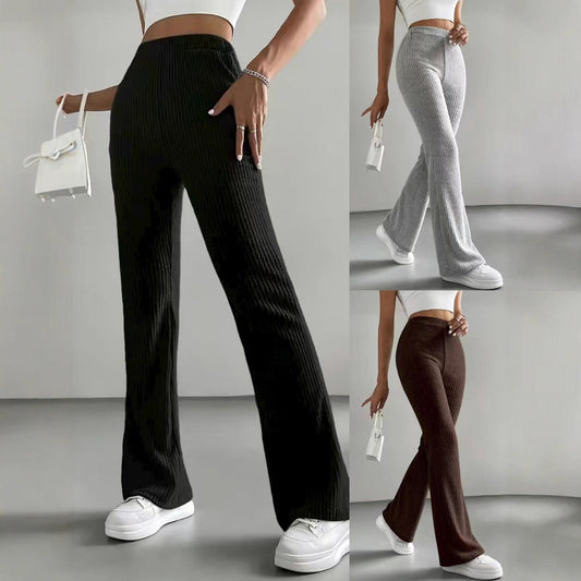 Women's Elegant and Comfortable Ribbed High-Waisted Trousers NOVAE