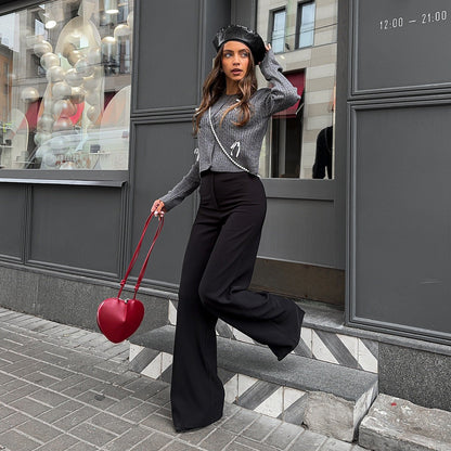 Women's cropped cardigan with elegant ruffles and fashionable details NOVAE