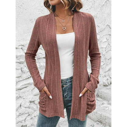 Women's cardigan with fashionable ribbed design and practical pockets NOVAE