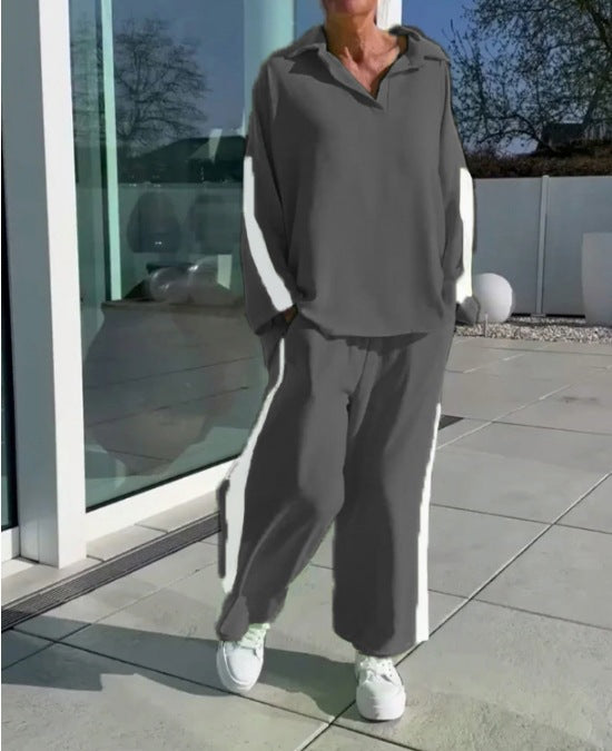 Women's relaxed leisure suit with shirt and wide-legged trousers NOVAE