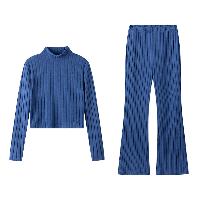 Women's two-piece set with high-necked sweater and flared trousers NOVAE