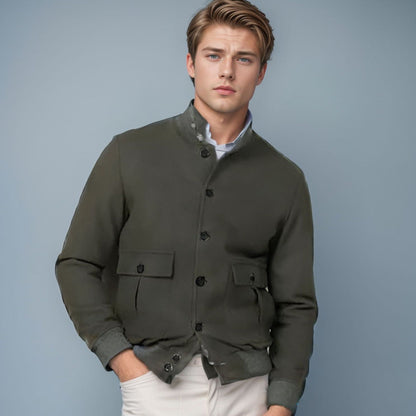 Men's casual transitional jacket with practical pockets and high collar NOVAE